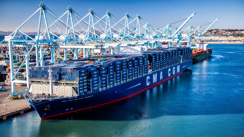 CMA CGM Benjamin Franklin docks at Port of Los Angeles. Image provided