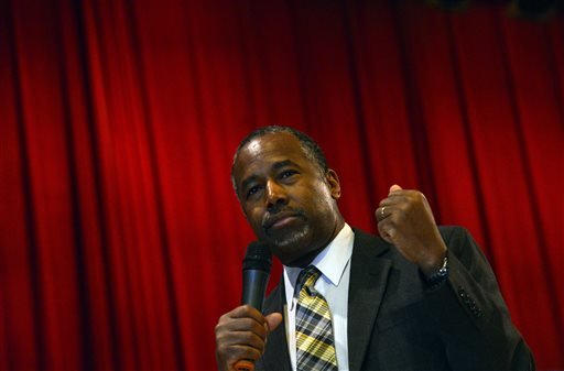 Republican presidential candidate retired neurosurgeon Ben Carson speaks at a town hall event hosted by the American Democracy Project at Keene State College in Keene N.H. (Kristopher Radder  The Brattleboro Reformer