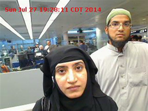 Customs and Border Protection shows Tashfeen Malik left and Syed Farook as they passed through O'Hare International Airport in Chicago. The investigation of the mass shooting San Bernardo California was