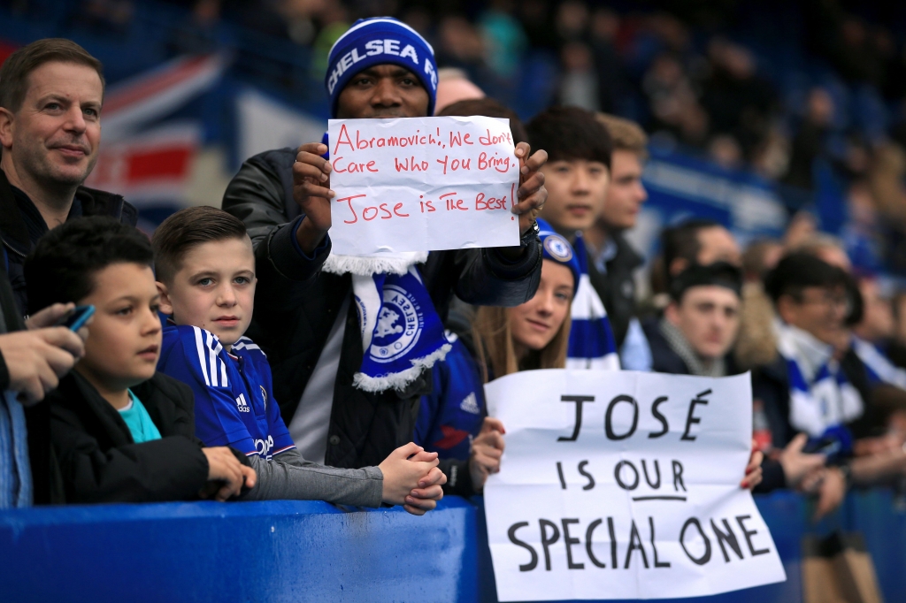 Chelsea fans chanted Mourinho's name after each of their side's three goals