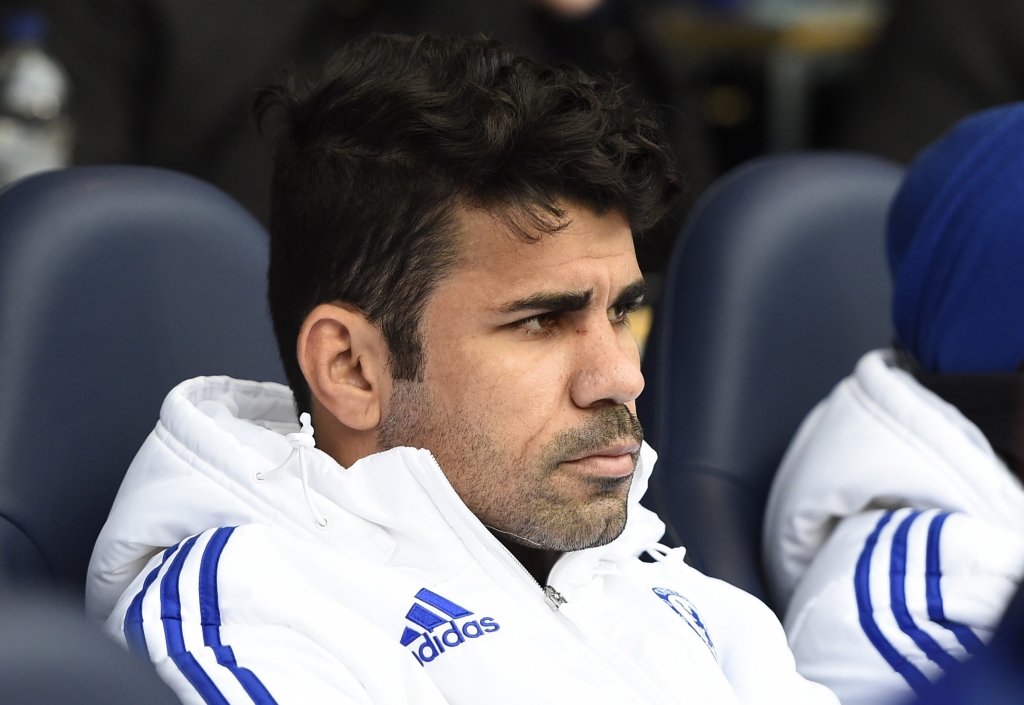 Chelsea's Diego Costa on the bench before the match against Tottonhem Hotspur