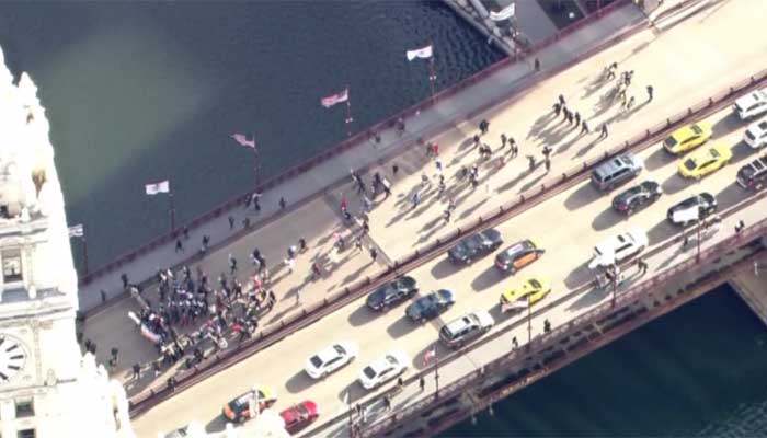 The protesters held a march near Chicago's Magnificent Mile which is the city's largest shopping district and home to several entertainment venues and hotels