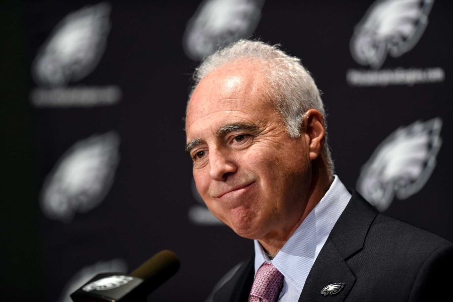 Philadelphia Eagles owner Jeffrey Lurie talks to reporters during an NFL football press conference Wednesday Dec. 30 2015 in Philadelphia. The Eagles fired head coach Chip Kelly with one game left in his third season