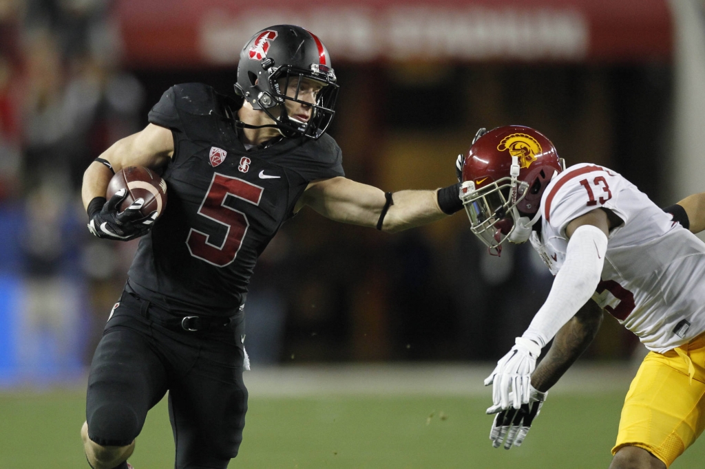 Christian Mc Caffrey makes a play in the Pac 12 Championship Game.		Cary Edmondson-USA TODAY Sports