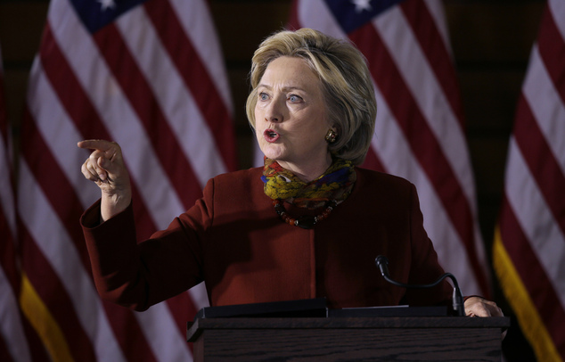 Democratic presidential candidate Hillary Clinton speaks about her counterterrorism strategy during a speech at the University of Minnesota Tuesday Dec. 15