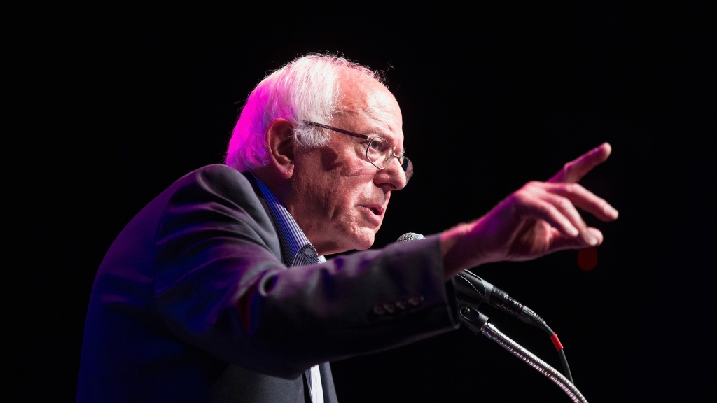 Democratic presidential candidate U.S. Sen. Bernie Sanders speaks to supporters gathered for a meet-and-greet fundraising reception at the Park West