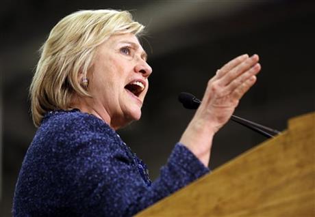 Democratic presidential candidate Hillary Clinton speaks to supporters during a campaign stop at a union hall on Friday Dec. 11 2015 in St. Louis