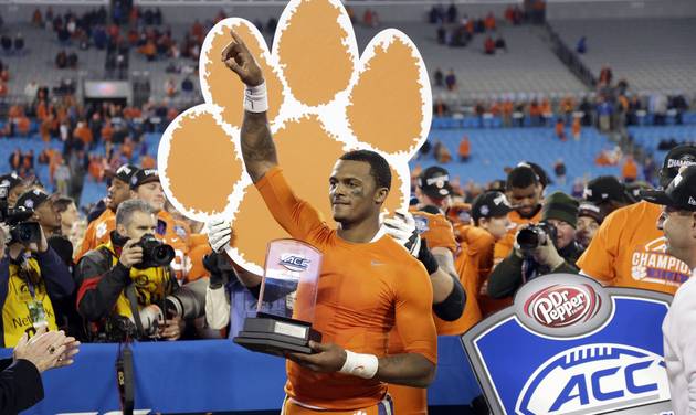 Clemson quarterback Deshaun Watson celebrates after the Tigers defeated North Carolina 45-37 in the Atlantic Coast Conference championship game on Saturday night. Watson has emerged as one of the best quarterbacks in the nation