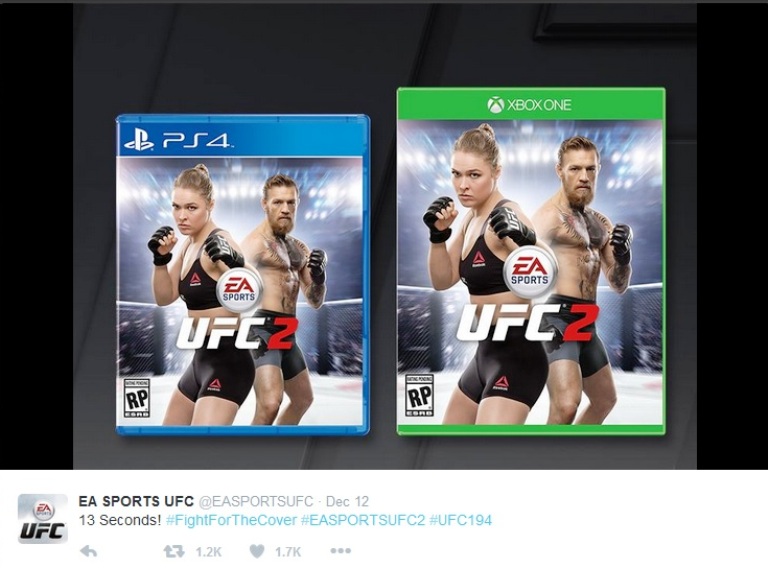 Conor Mc Gregor wins a spot on EA Sports&#039'UFC 2 cover alongside Ronda Rousey after winning the UFC 194