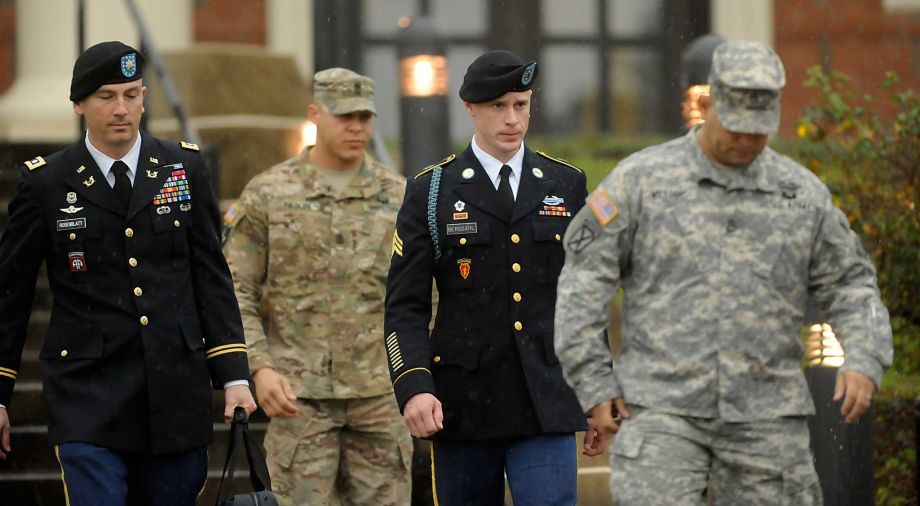 FT. BRAGG NC- DECEMBER 22 Army Sgt. Bowe Bergdahl of Hailey Idaho leaves a military courthouse with his attorney Lt. Col. Franklin Rosenblatt