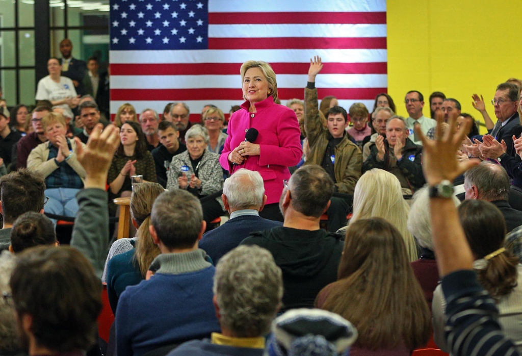 Credit Nancy Lane        CAMPAIGN TRAIL Democratic presidential front-runner Hillary Clinton holds a town hall event in Berlin N.H. yesterday