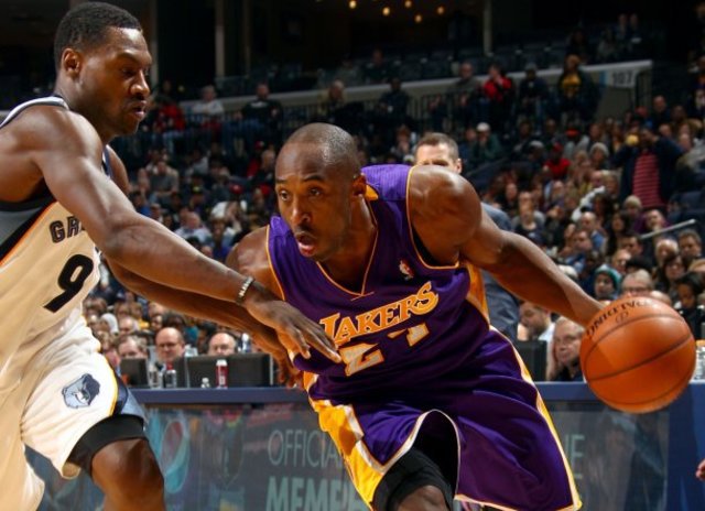 Credit Nikki Boertman Los Angeles Lakers guard Kobe Bryant drives defended by Grizzlies guard Tony Allen in this 2013