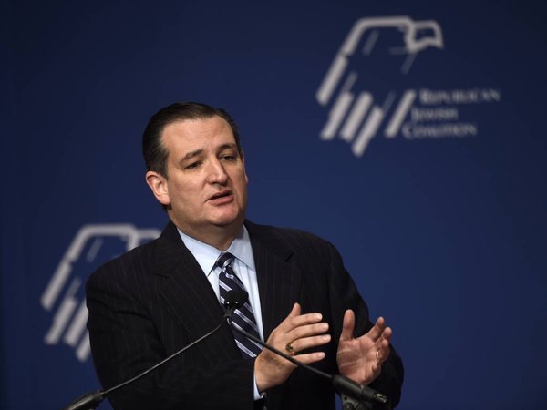 Republican Presidential candidate Sen. Ted Cruz R Texas speaks at the Republican Jewish Coalition Presidential Forum in Washington Thursday Dec. 3 2015