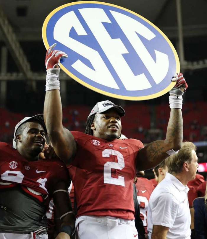 ALABAMA RUNNING BACK DERRICK HENRY Set a Southeastern Conference single-season record with 1,986 rushing yards and scored a nation's best 23 touchdowns. Averaged 180 yards per game against SEC opponents. AP