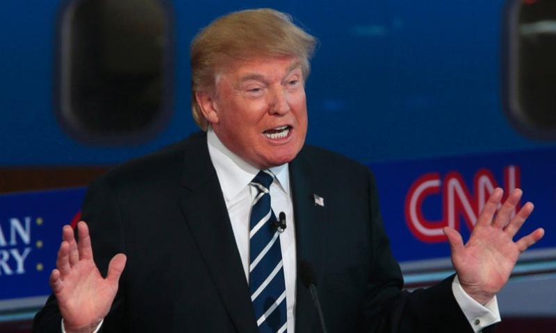 Republican presidential candidate Donald Trump on the debate stage at the Reagan Library in Simi Valley Calif. on Wednesday Sept. 16 2015. Robert Gauthier Los Angeles Times  TNS