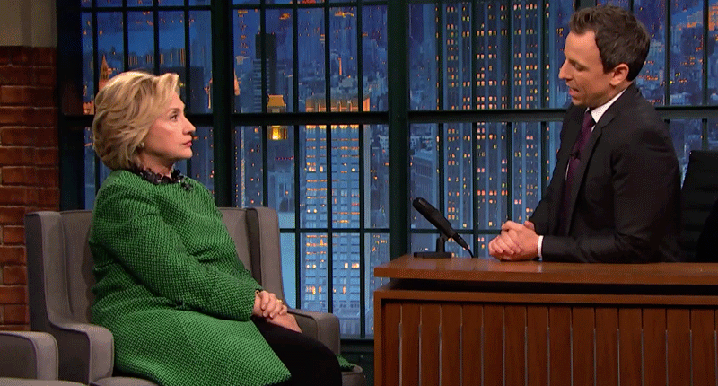 Hillary Clinton tells Seth Meyers Donald Trump is no longer amusing he's