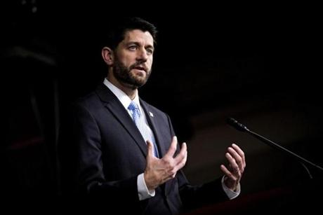 Speaker of the House Paul Ryan during his weekly news conference on Capitol Hill