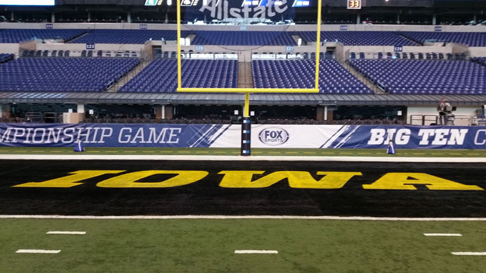 End zone painted in Hawkeye colors