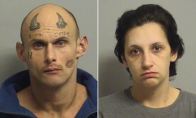 Paul Terry, 26 is accused of robbing the ex-boyfriend of Sonja Moro 29- the victim was able to lead cops to Terry because of his distinctive face tattoo