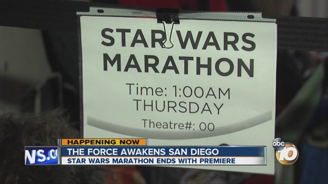 Fans lined up for a marathon before the premiere.                      KGTV