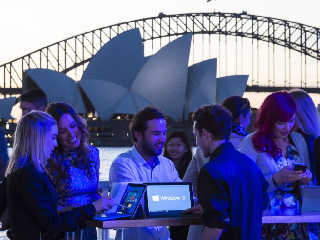 Fans celebrate the launch of Windows 10 in Sydney Microsoft