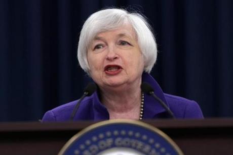 WASHINGTON DC- DECEMBER 16 Federal Reserve Bank Chair Janet Yellen holds a news conference where she announced that the Fed will raise its benchmark interest rate for the first time since 2008 at the bank's Wilson Conference Center