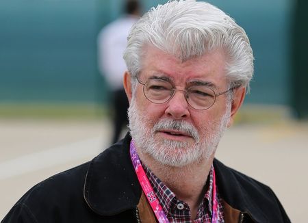 George Lucas walking through the pit area prior to the Formula One British Grand Prix 2015 in Silverstone