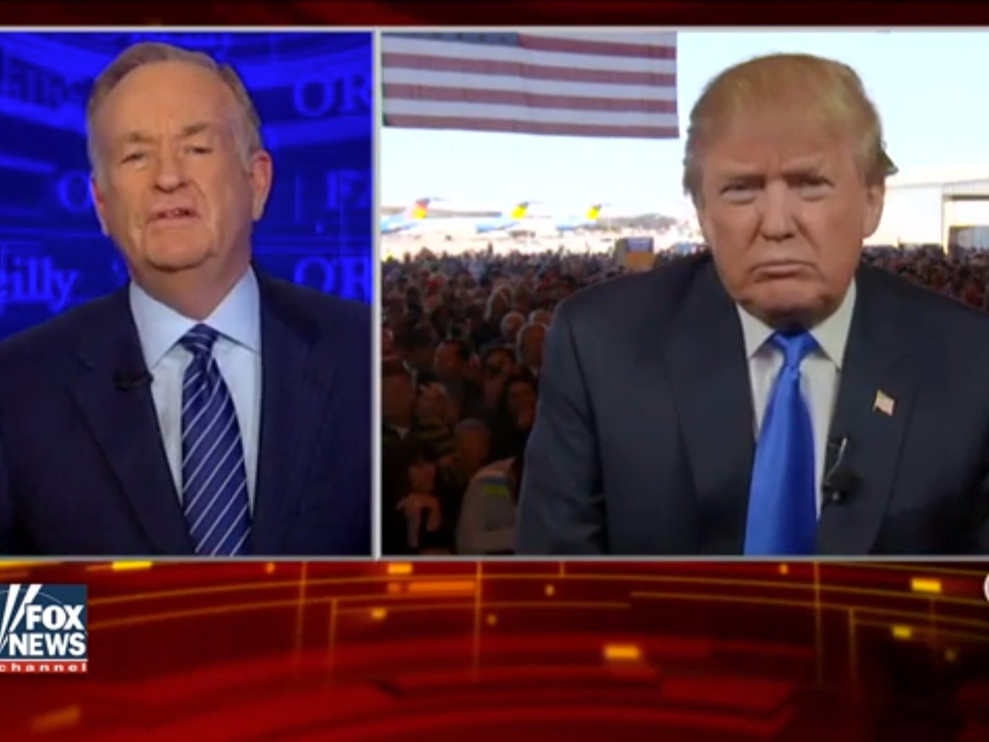 Fox News  screenshotBill O'Reilly left and Donald Trump