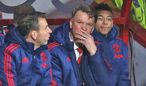 Louis van Gaal looks concerned