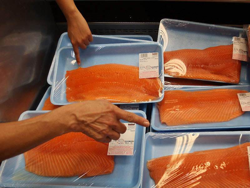 Salmon in market