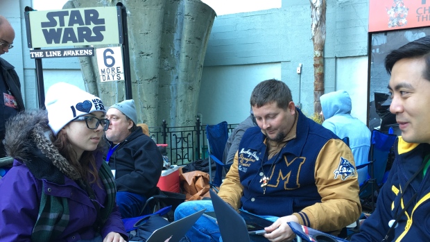 These Star Wars fans have been camping out for a week outside Hollywood's Chinese Theater for the best seats at a Dec. 17 screening of the latest Star Wars film