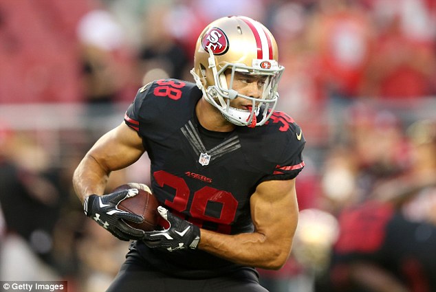 Hayne warms up prior to playing the Minnesota Vikings at Levi's Stadium in Santa Clara in September