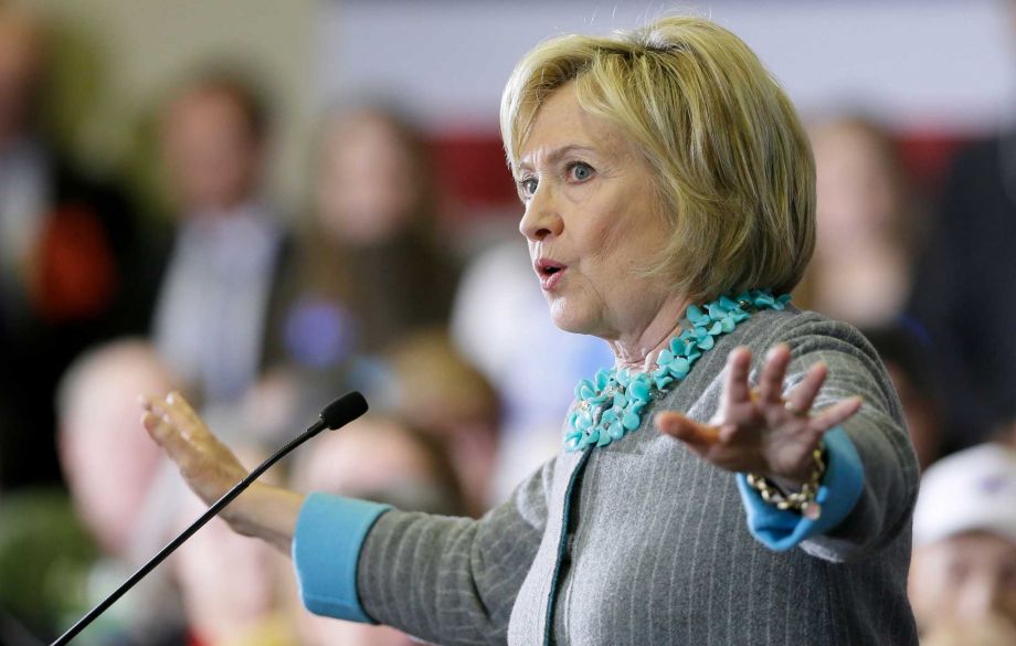 Democratic presidential candidate Hillary Clinton speaks during a town hall meeting in Waterloo Iowa. Clinton had just finished detailing the dangers of terrorism recalling tough calls in the White House situation room as