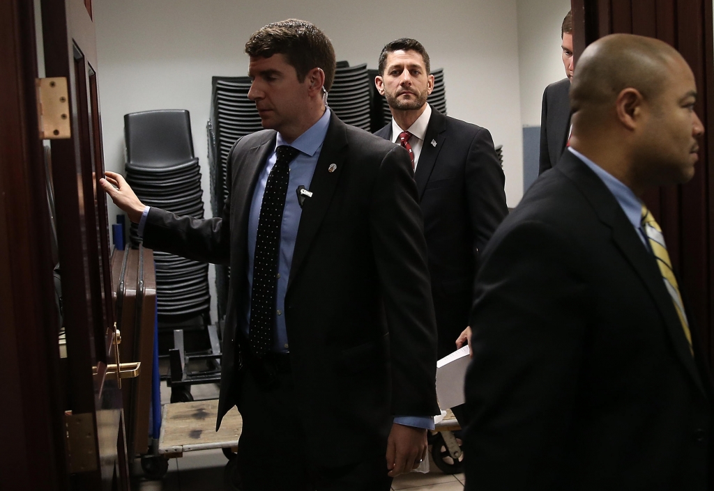 House Speaker Paul Ryan leaves a meeting of the House Republican conference at the U.S. Capitol. The House of Representatives is expected to vote soon on a rewrite of the No Child Left Behind Act