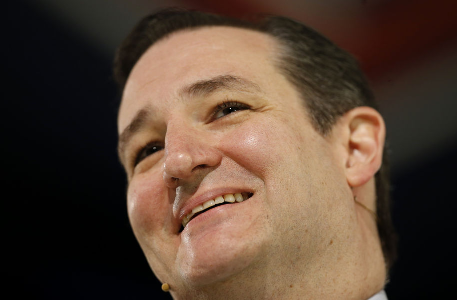 U.S. Senator Ted Cruz smiles as he confirms his candidacy in the 2016 U.S. presidential election race during a speech at Liberty College in Lynchburg Virginia