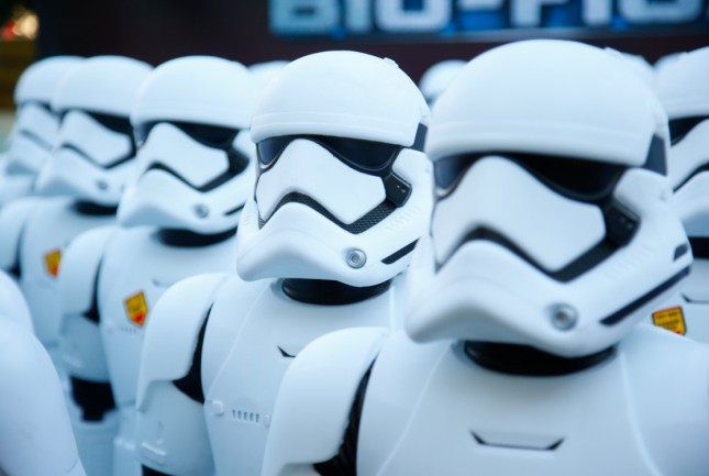 Over 100 JAKKS BIG-FIGS Stormtrooper action figures are seen as a part of an installation at The Americana at Brand for the opening of Star Wars The Force Awakens Thursday Dec. 17 2015 in Glendale Calif. (Image source Danny Moloshok  Invision for JA