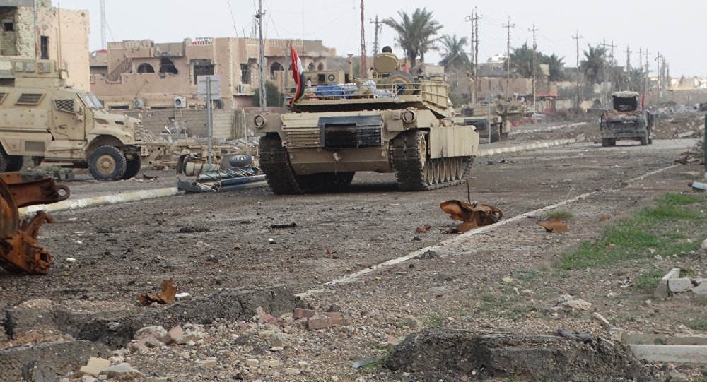 A tank of the Iraqi security forces is seen in Ramadi