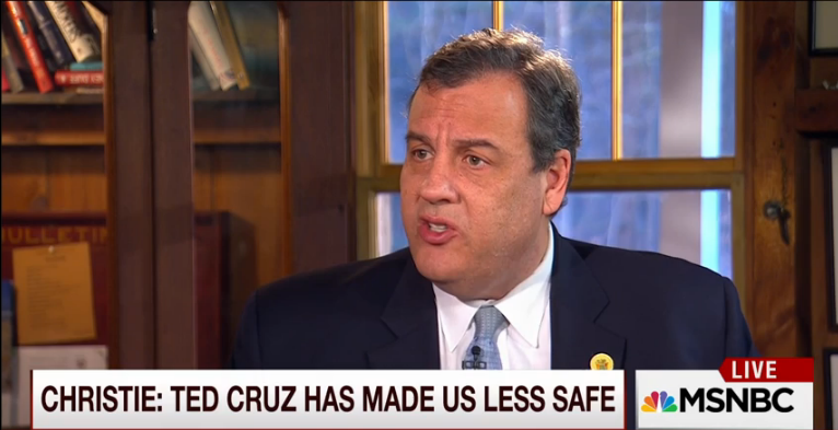 New Jersey Gov. Chris Christie criticized Sen. Ted Cruz's support for a NSA spying reform bill on MSNBC's'Morning Joe on Tuesday Dec. 1 2015