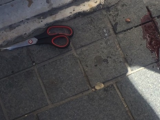 Israeli police said the Palestinian teenagers used this pair of scissors in a stabbing attack in Jerusalem