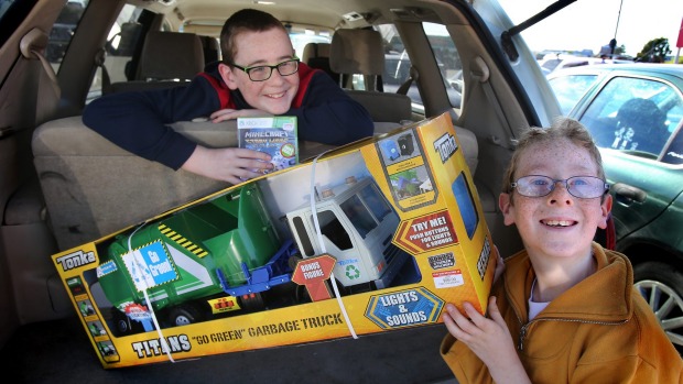 Brothers Alex 13 and Sam 9 Bethany of Waimate arrived at The Warehouse in Timaru at 8.30am to spend their Christmas money