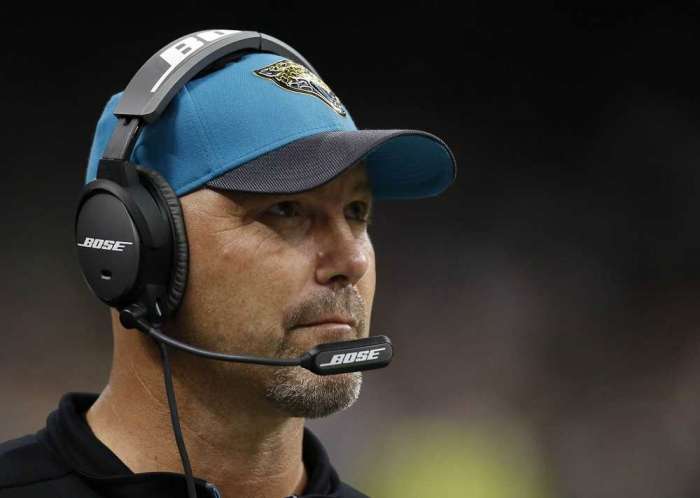 Jacksonville Jaguars head coach Gus Bradley works the sideline in the second half of an NFL football game against the New Orleans Saints in New Orleans. Jacksonville Jaguars coach Gus Bradley will return