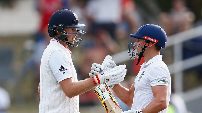 James Taylor congratulates Joe Root on his fifty