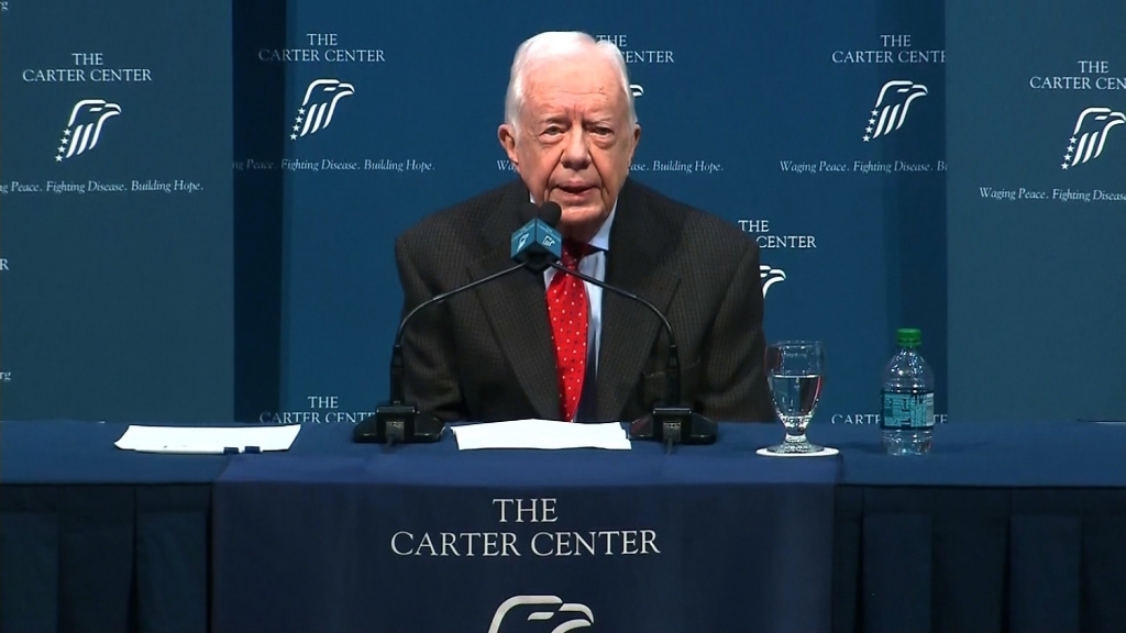 Former President Jimmy Carter said Thursday doctors found four spots of melanoma on his brain describing his cancer diagnosis at a press conference in Atlanta.'I'll get my first radiation treatment this afternoon' Carter said adding doctors began