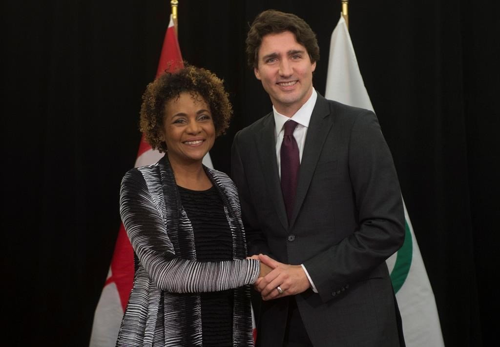 Justin Trudeau with former governor-general Michelle Jean