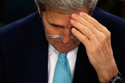 U.S. Secretary of State John Kerry attends a session on Ukraine at the NATO ministerial meetings at NATO Headquarters in Brussels Wednesday Dec. 2 2015