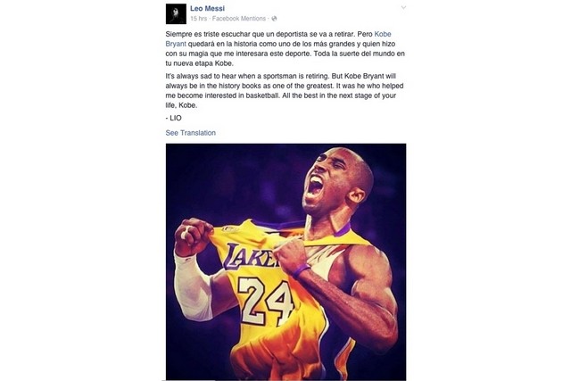 He helped me become interested in basketball’ Lionel Messi hails outgoing Kobe Bryant