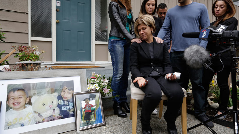 Sept 03 2015- Coquitlam BC Fatima Kurdi aunt of Syrian refugees that drowned speaks to reporters outside her home in Coquitlam BC