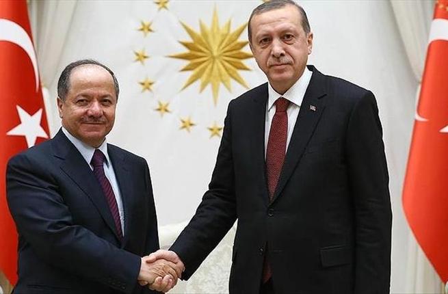 Kurdish President Massoud Barzani and Turkish President Recep Tayyip Erdogan