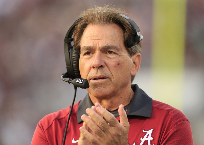 Nov 14 2015 Starkville MS USA Alabama Crimson Tide head coach Nick Saban during the game against Mississippi State Bulldogs at Davis Wade Stadium. Mandatory Credit Marvin Gentry-USA TODAY Sports