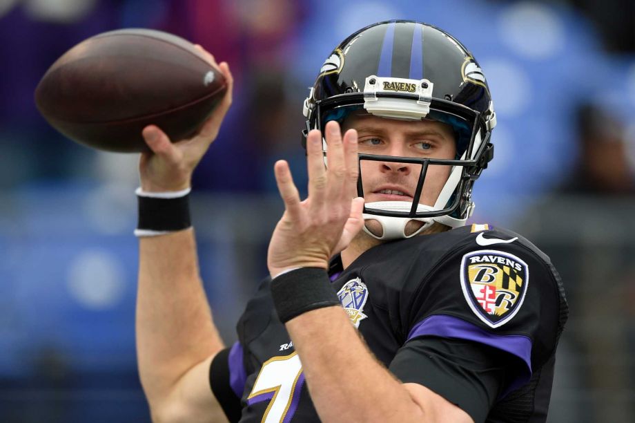 Baltimore Ravens quarterback Ryan Mallett warms up before an NFL football game against the Pittsburgh Steelers in Baltimore Sunday Dec. 27 2015